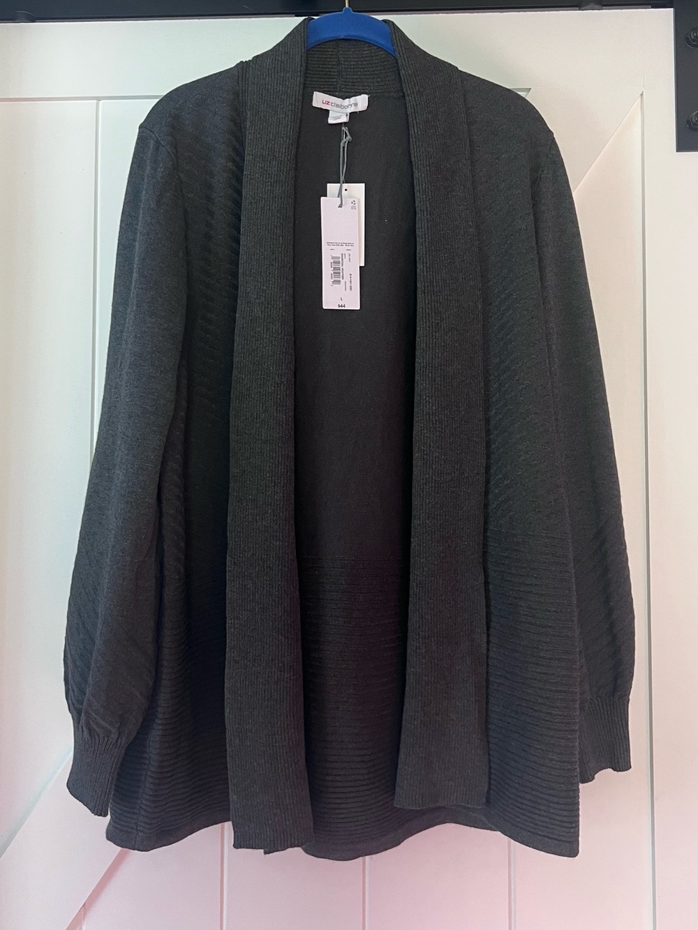 Liz Claiborne Dark Charcoal Open-Front Women's Cardigan
